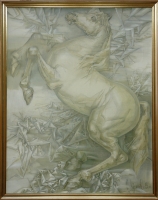 Белая лошадь и драпировки.1999